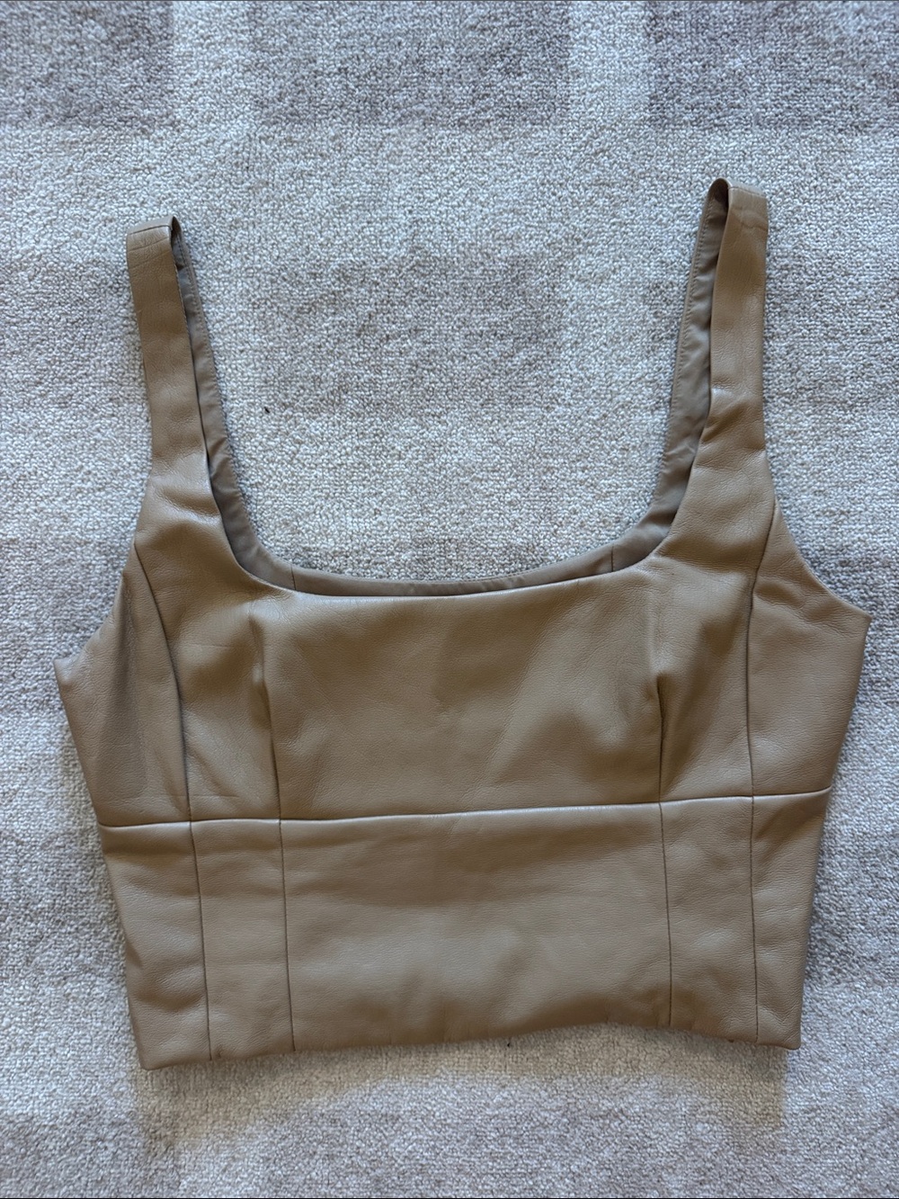 Wilfred Faux-Leather Square Neck Crop Top - Taupe